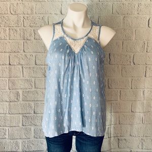 Montreau Sleeveless Light Chambray Blue Top